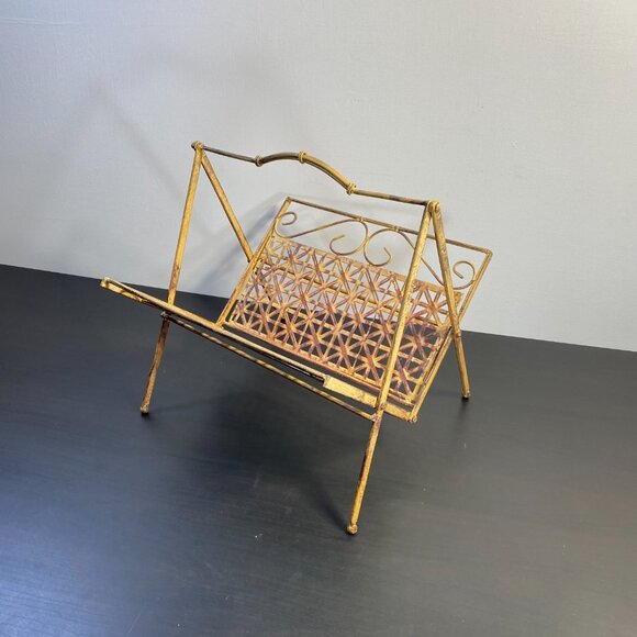 Large Brass Folding Book Stand Art Easel, Adjustable Book Display Stand, Ornate - Picture 9 of 10